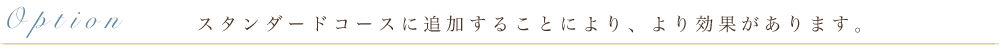 Option スタンダードコースに追加することにより、より効果があります。